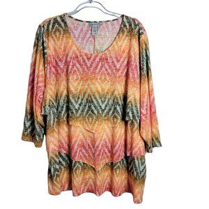 Catherines Womens Top Plus Size‎ 3X 22/24W Layered 3/4 Sleeve Soft Stretch Rayon